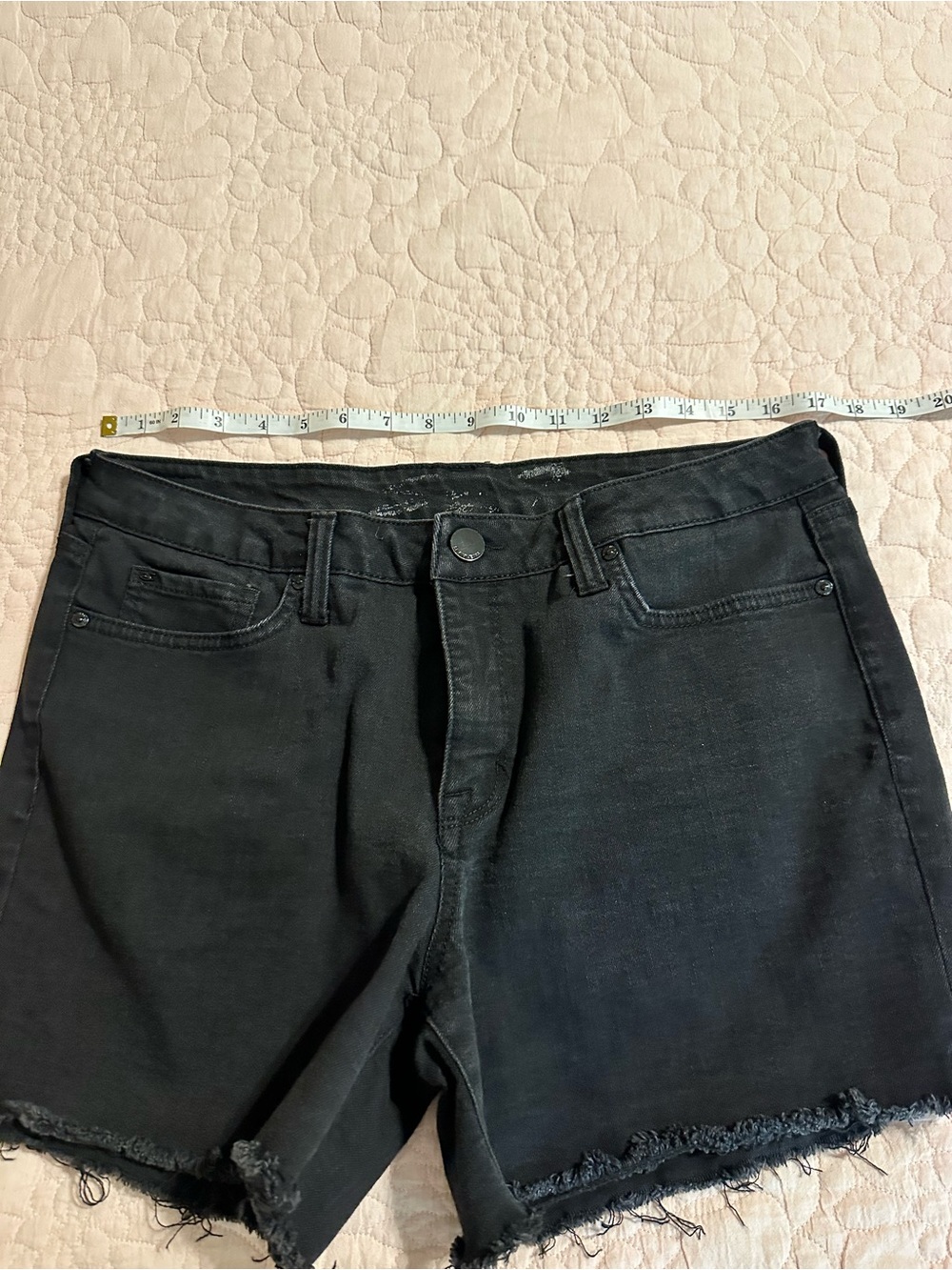 Seven7 Black Frayed Hem Denim Shorts